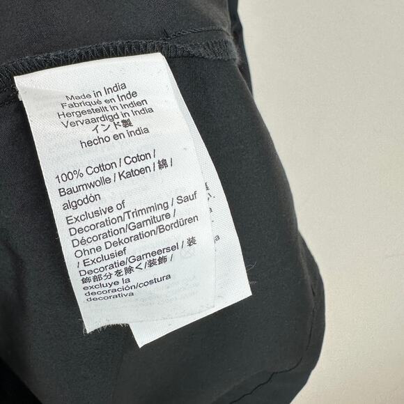 Madewell Smocked Waist Poplin Midi Skirt Cotton A Line Black Pockets XL NWT - Picture 10 of 15